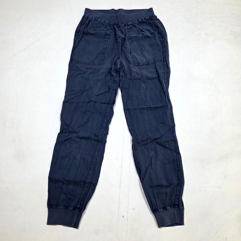 Faherty Arlie Day Pants Womens S Navy Blue Linen Tencel Joggers Relaxed Casual